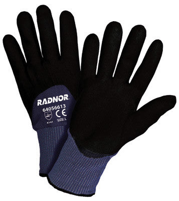 Radnor Black Microfoam Nitrile 3/4 Coated Gloves, Navy Blue liner-eSafety Supplies, Inc