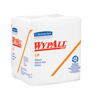 Kimberly-Clark 12.5" X 13" White WYPALL L30 Quarter-Fold Wipers (90 Per Package)-eSafety Supplies, Inc