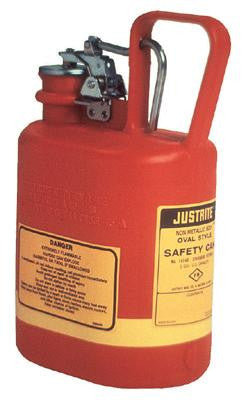Justrite 1 Gallon Type I Oval Polyethylene Can With Stainless Steel Hardware-eSafety Supplies, Inc