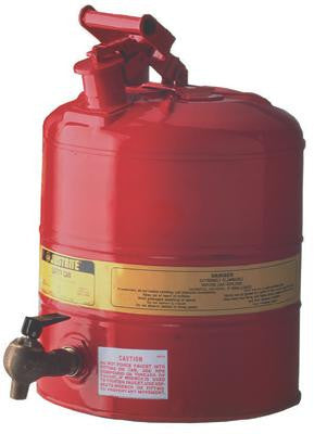 Justrite 5 Gallon Red Steel Lab Safety Can With Faucet-eSafety Supplies, Inc
