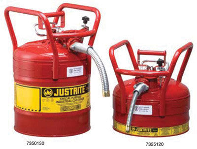 Justrite 2.5 Gallon Red Type II AccuFlow Transport And Dispensing Safety Cans With Attached Metal Hose-eSafety Supplies, Inc