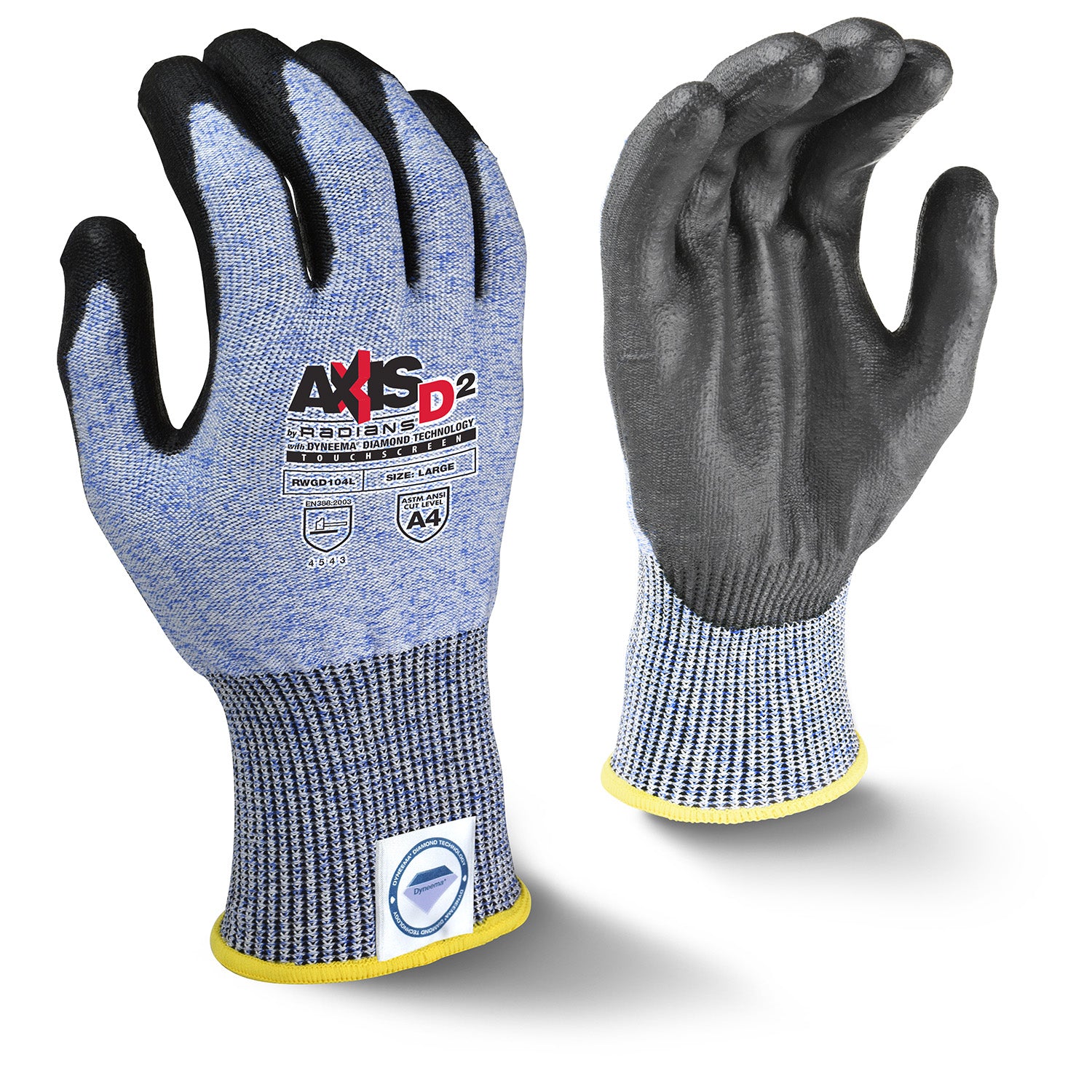 Radians RWGD104 AXIS D2™ Dyneema® Cut Protection Level A4 Touchscreen Glove-eSafety Supplies, Inc