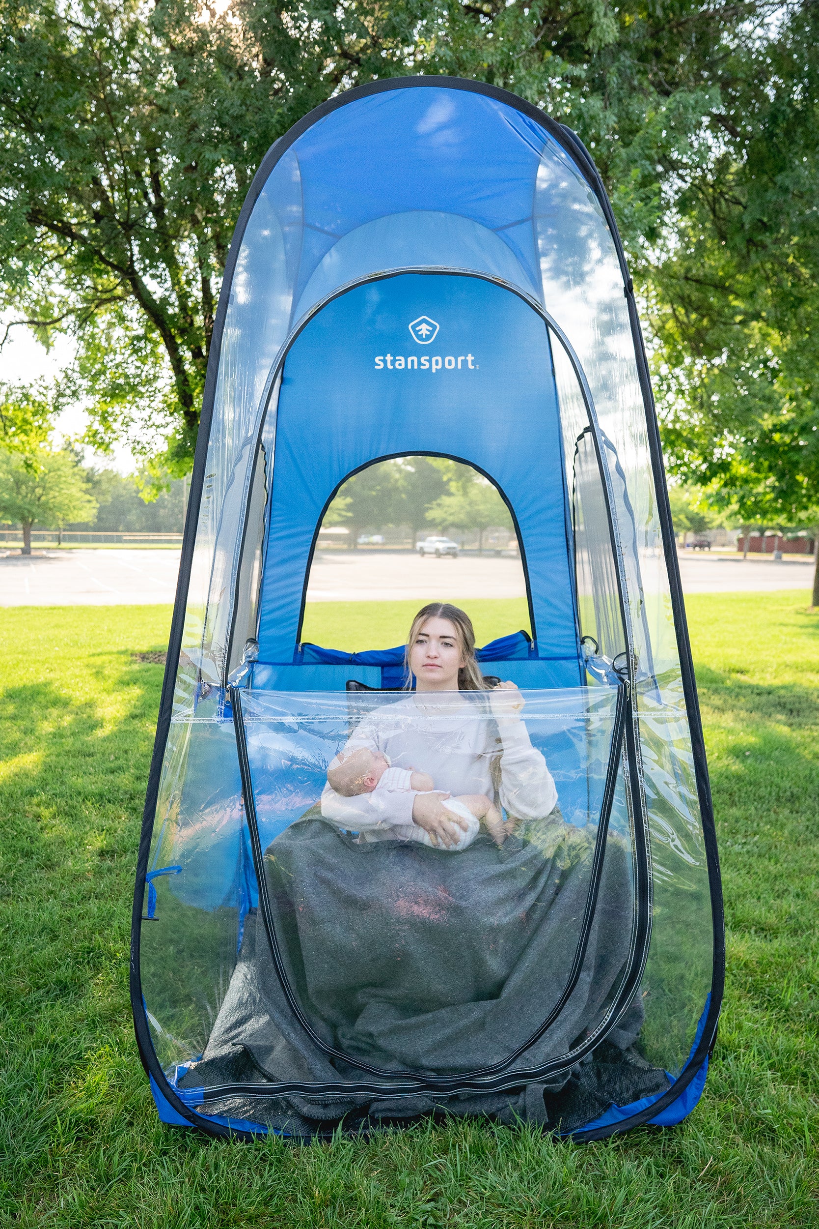 All Weather Pop Up Shelter - Clear / Blue-eSafety Supplies, Inc