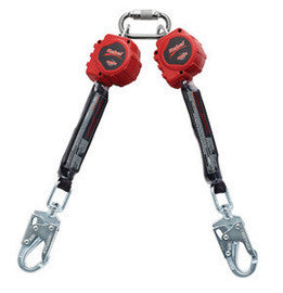 DBI-SALA® 6' Protecta® Rebel™ Twin Leg Self Retracting Polyester Web Lifeline With Steel Swiveling Snap Hooks And Quick Connector For Harness Mounting-eSafety Supplies, Inc