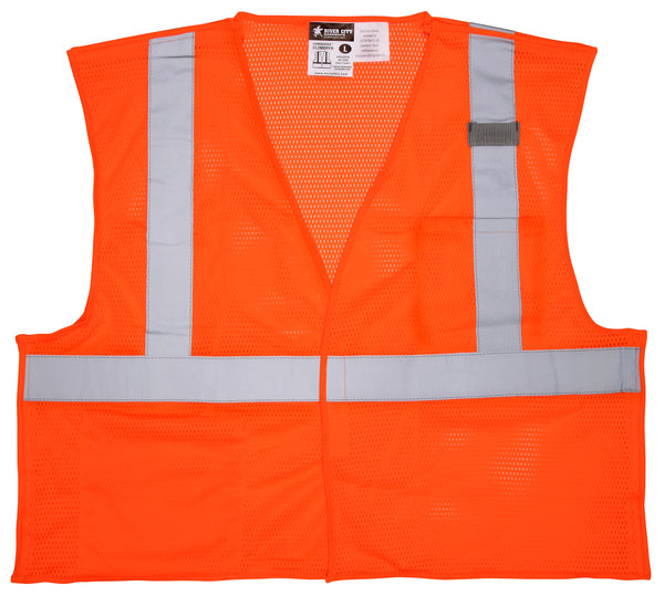 MCR Safety Class 2, FL Orange, Poly Vest, LF-eSafety Supplies, Inc