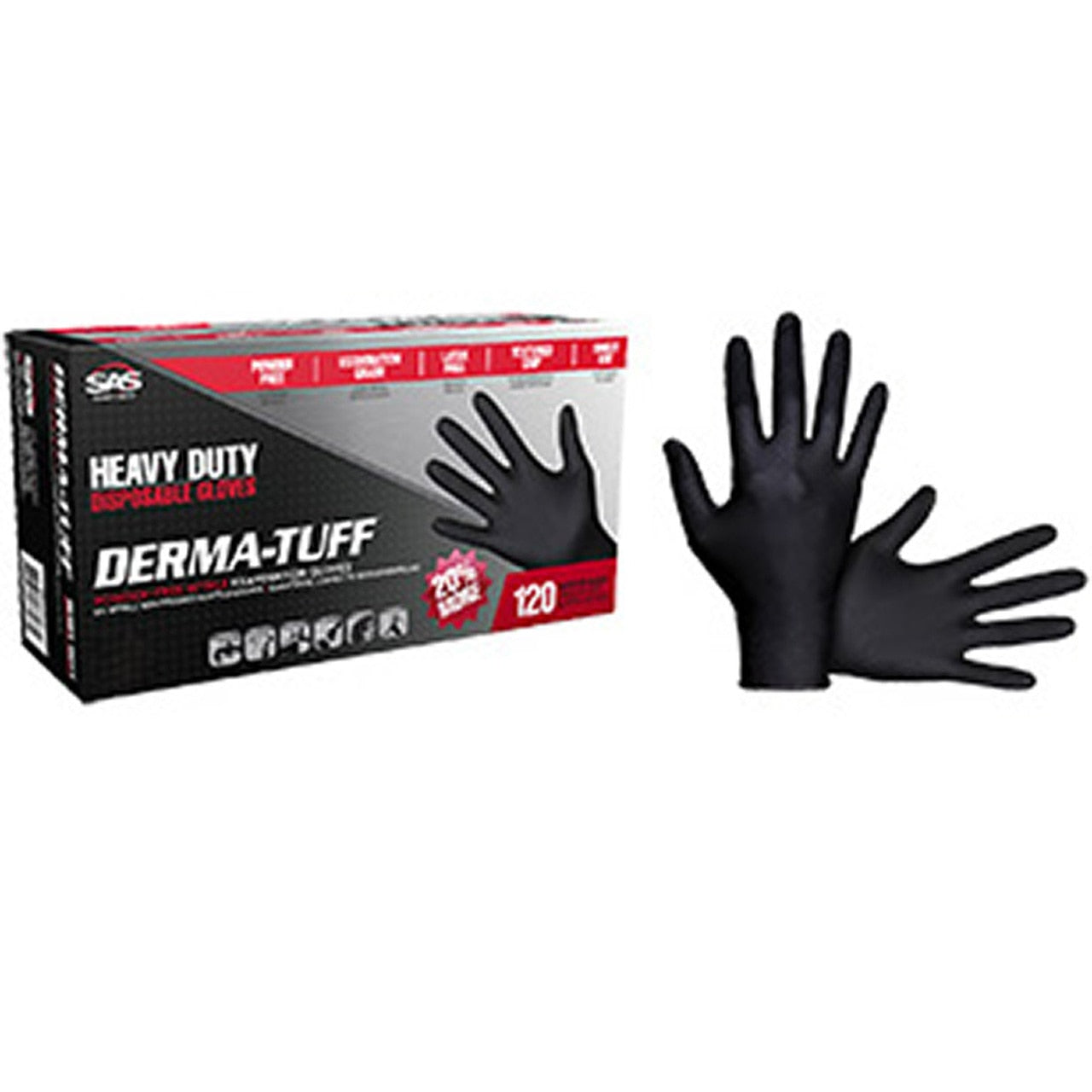 SAS Dermatuff Large Black Nitrile Gloves-6 mil (120ct Boxes)-eSafety Supplies, Inc