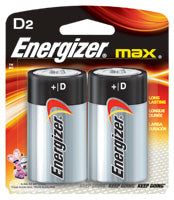 Energizer MAX D Alkaline Battery (2 Per Card)-eSafety Supplies, Inc