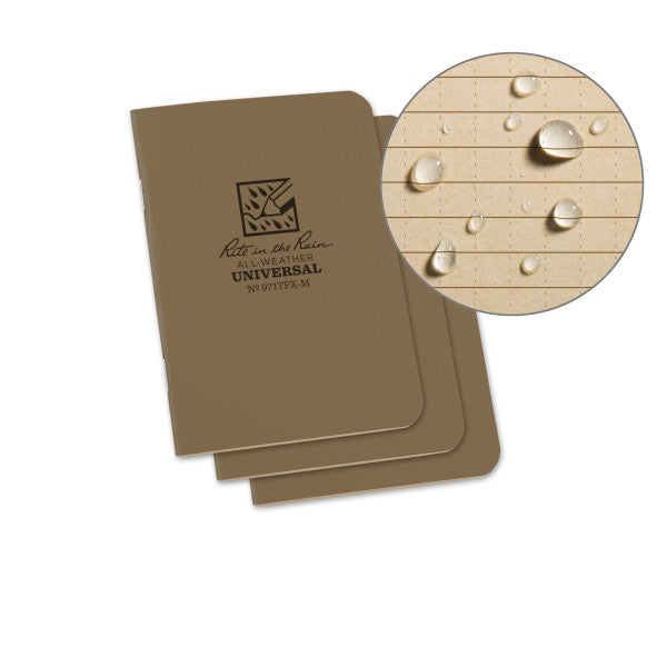 Stapled Mini Notebook - Universal - Tan - 3 Pack-eSafety Supplies, Inc