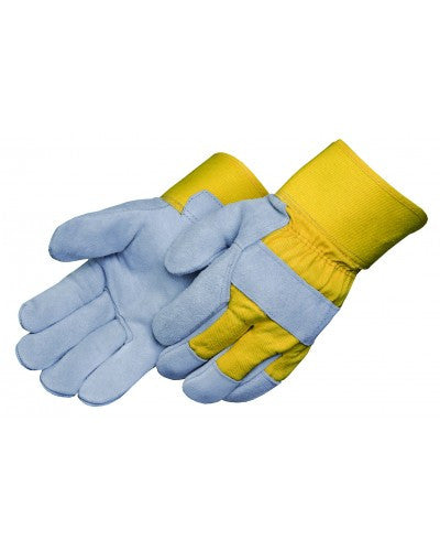 Yellow canvas back (gray select shoulder leather) Gloves - Dozen-eSafety Supplies, Inc