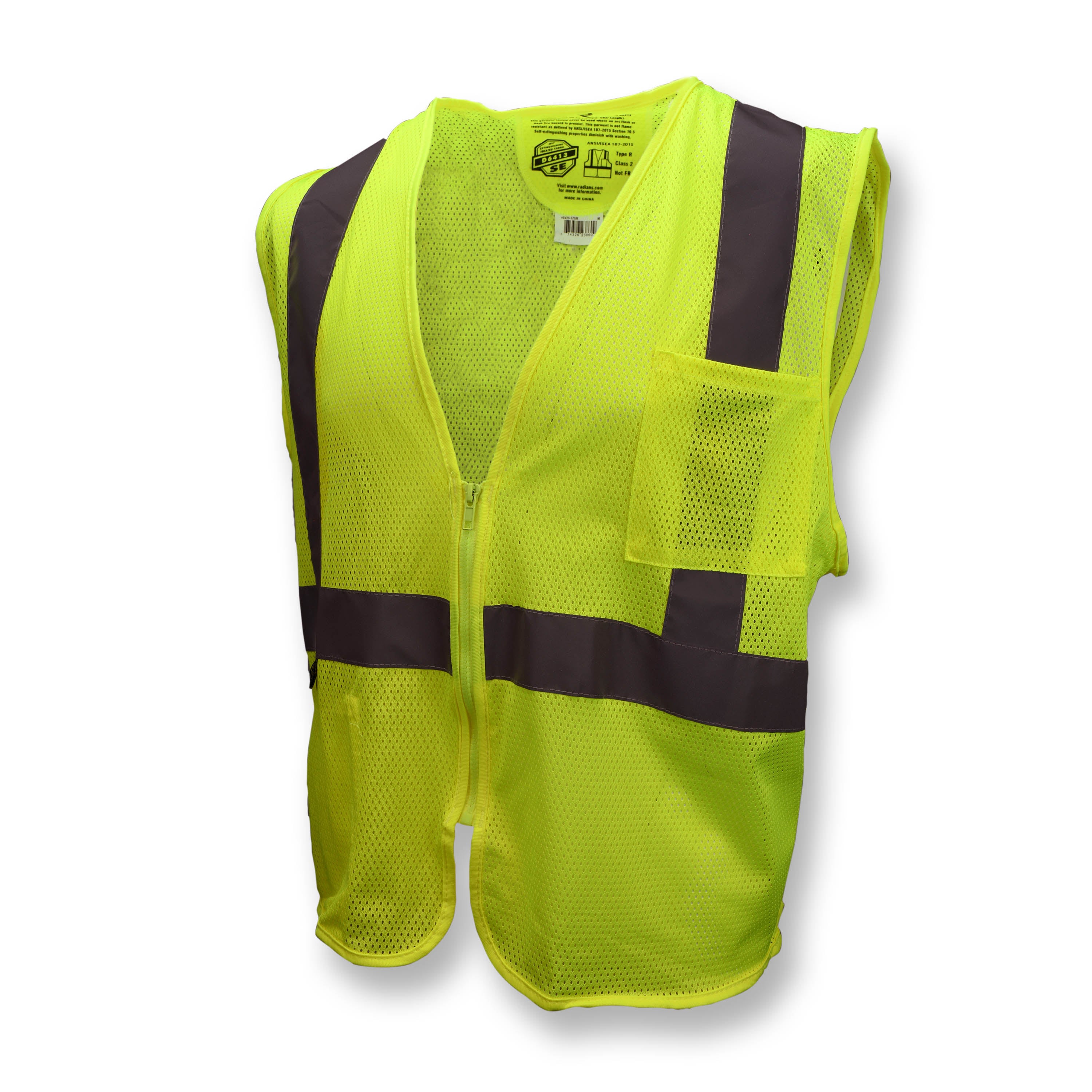Radians SV25 Economy Class 2 Self-Extinguishing Mesh Safety Vest with Zipper-eSafety Supplies, Inc