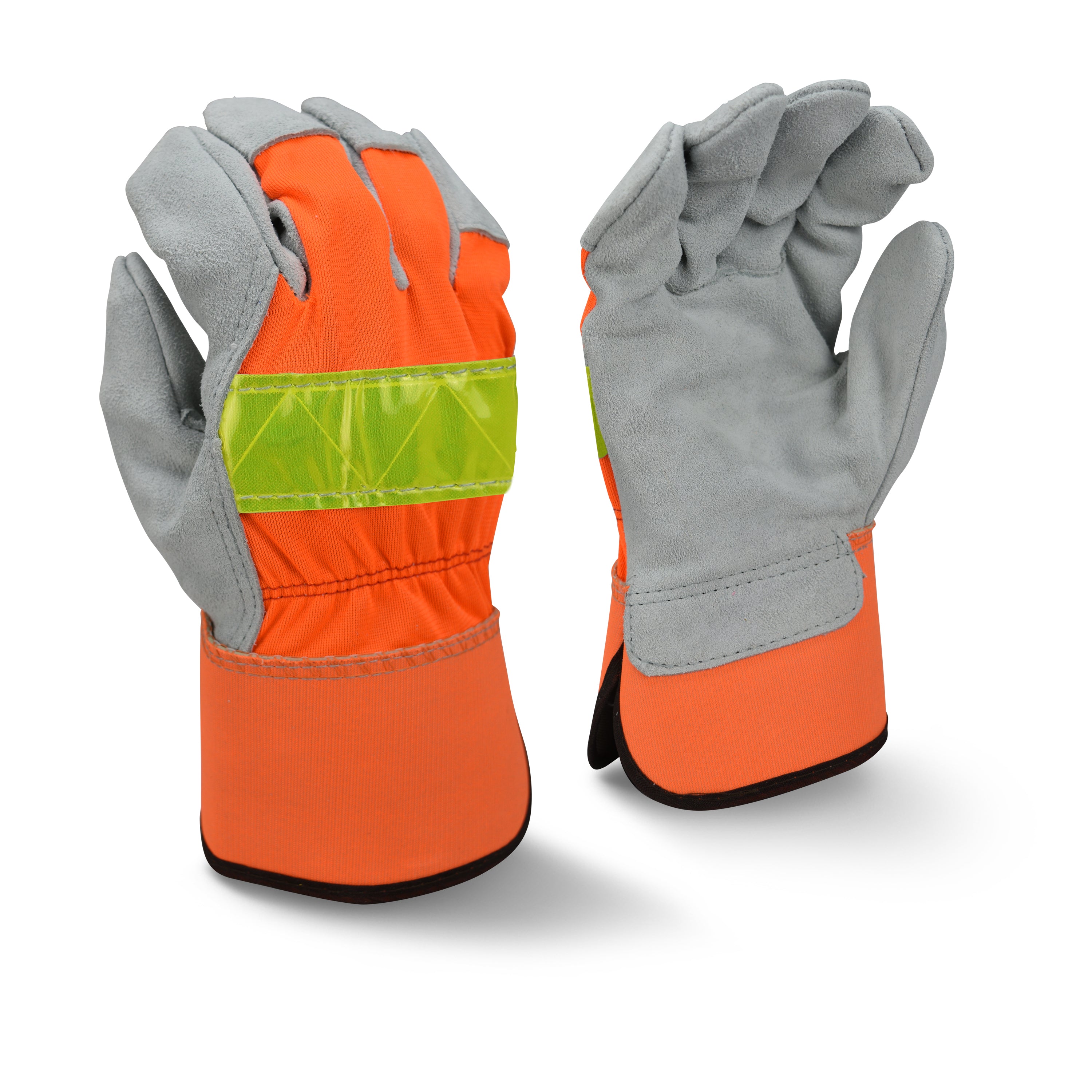 Radians RWG3200HV High Visibility Regular Shoulder Gray Split Cowhide Leather Palm Glove-eSafety Supplies, Inc
