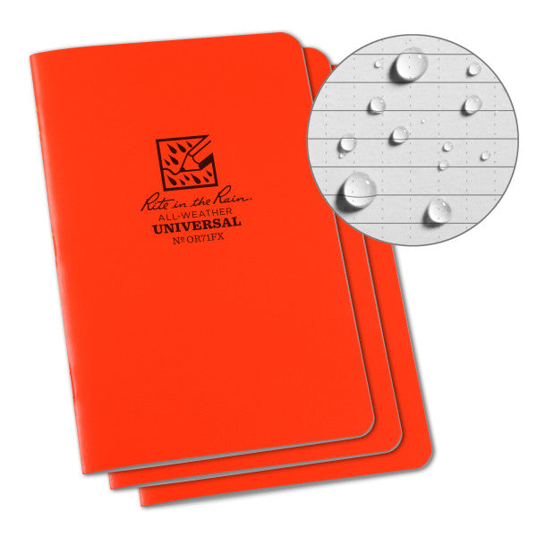 Stapled Mini Notebook - Universal - Oranage - 3 Pack-eSafety Supplies, Inc