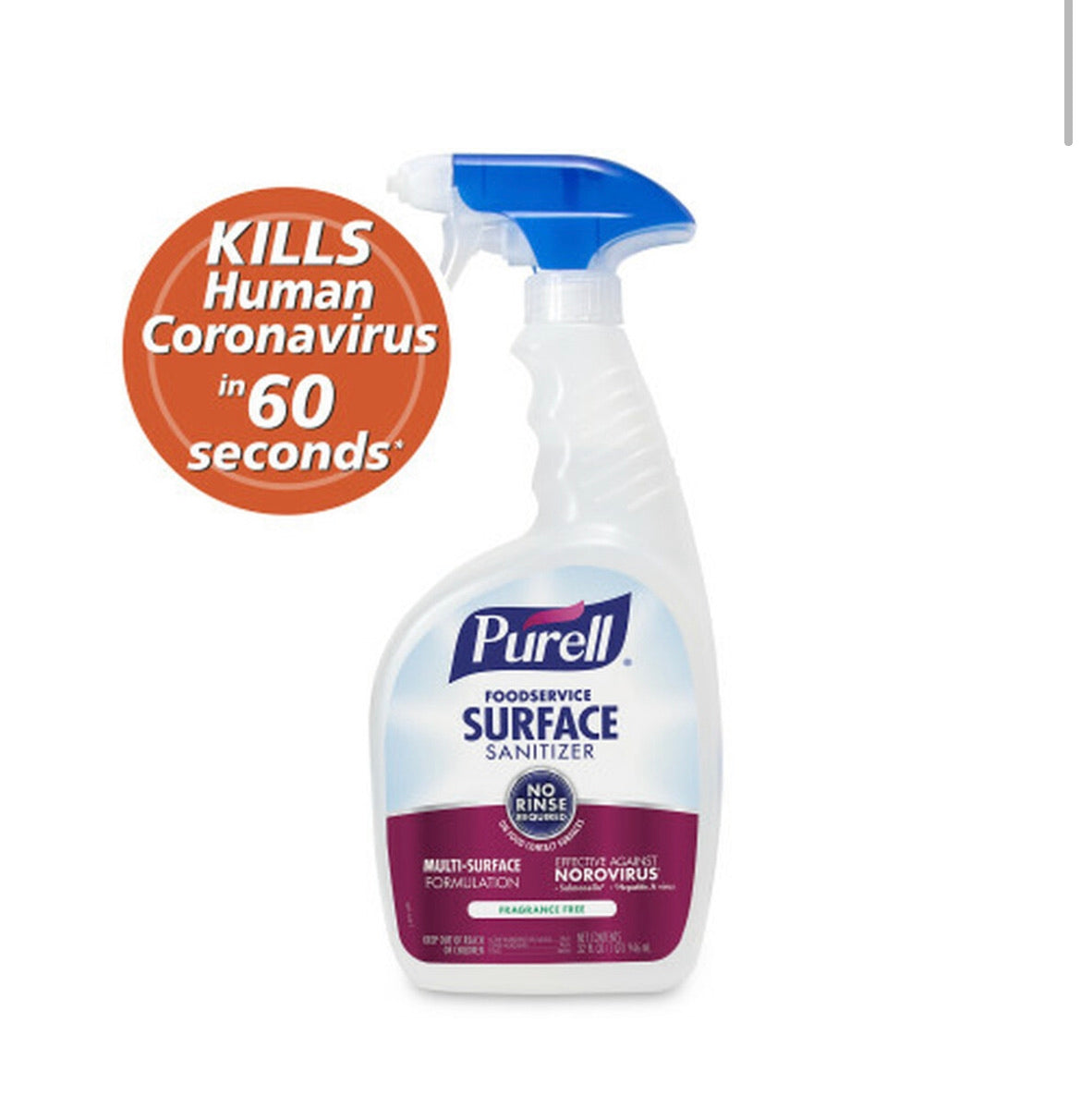 Purell Foodservice Surface Sanitizer No-Rinse 32oz-eSafety Supplies, Inc