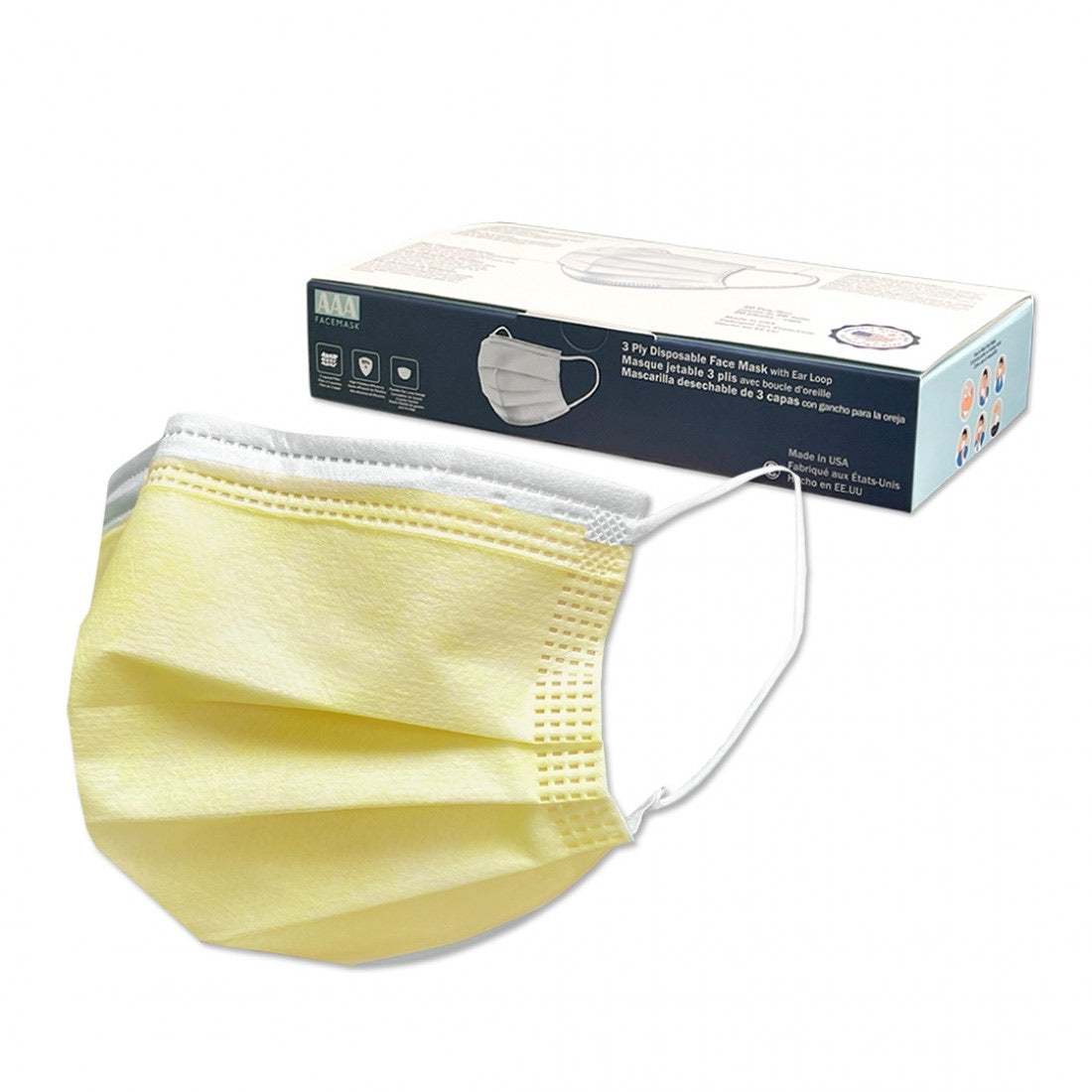 3 Layered Face Mask - 20 Masks - MADE IN THE USA-eSafety Supplies, Inc