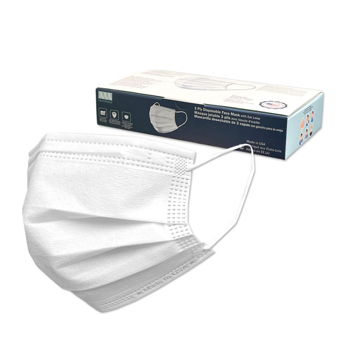 3 Layered Face Mask - 20 Masks - MADE IN THE USA-eSafety Supplies, Inc