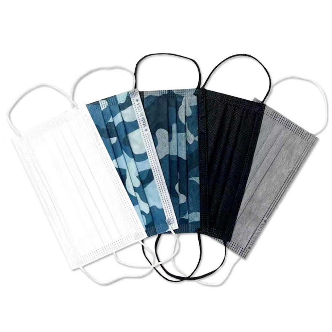 3-LAYER DISPOSABLE 5 MIXED COLOR FACE MASK MADE IN USA (20 PCS)-eSafety Supplies, Inc