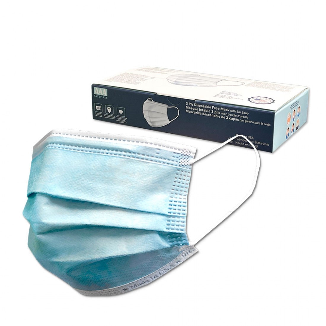 3 Layered Face Mask - 20 Masks - MADE IN THE USA-eSafety Supplies, Inc