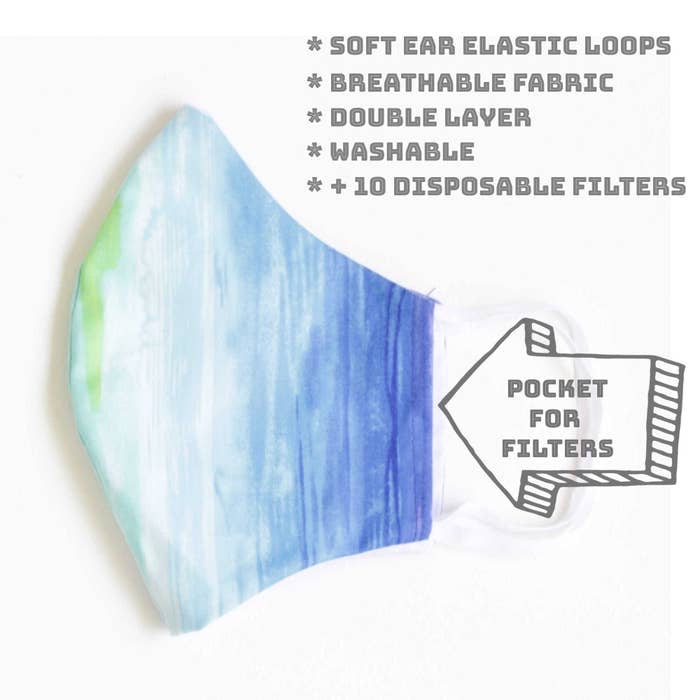 LMC Face Mask with Filter - Aqua Ombre-eSafety Supplies, Inc