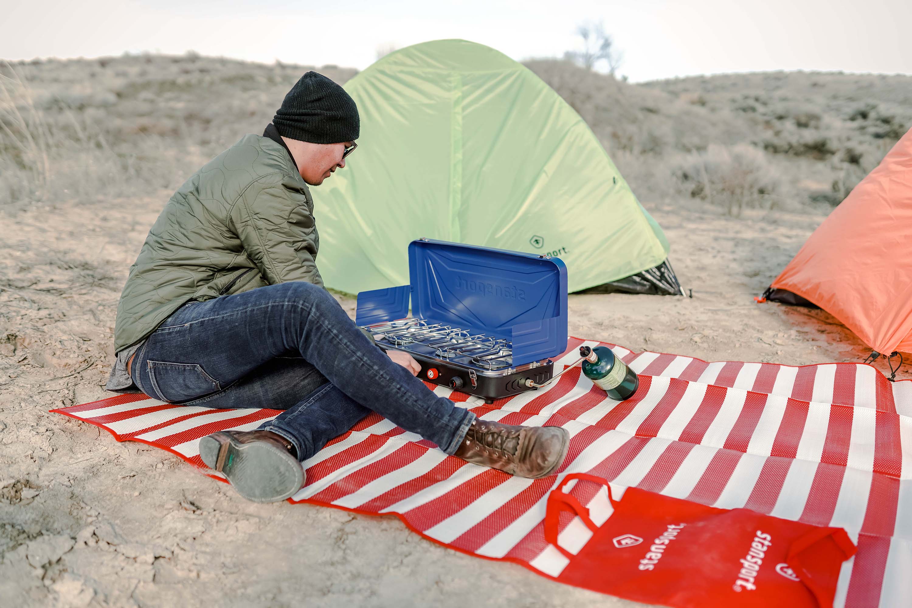 Propane Stove - 2 - 25 K And 1-10 K Burners - Blue-eSafety Supplies, Inc