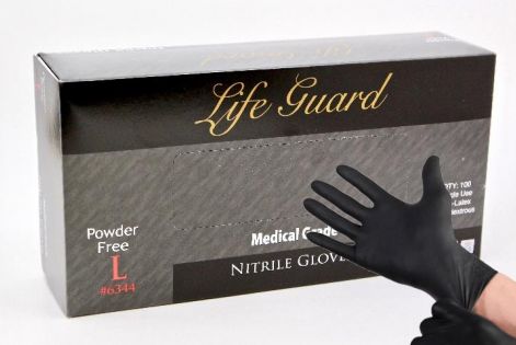 Life Guard- Black Nitrile Powder-Free Medical Gloves- Box-eSafety Supplies, Inc