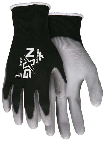 MCR Safety Black Nylon,Gray PU Palm, Ltx Free,15g L-eSafety Supplies, Inc