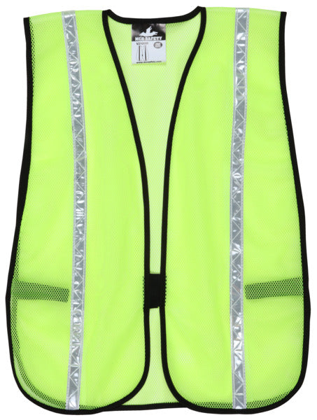 MCR Safety Poly, Mesh Lime Vest, 3/4 White Stripe-eSafety Supplies, Inc