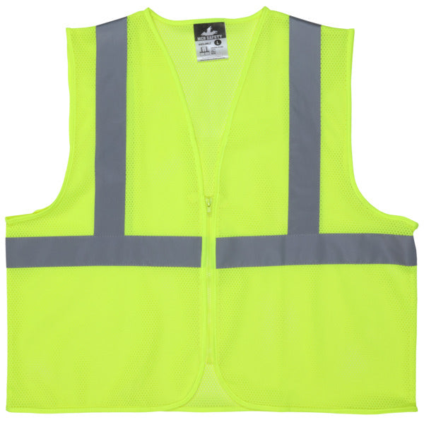 MCR Safety V2,FL Lime,Class 2,Mesh,Zip, No PK XL-eSafety Supplies, Inc