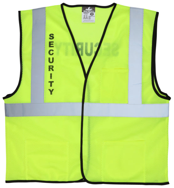 MCR Safety Lime Mesh , Cl 2 Vest, Security Silkscrn-eSafety Supplies, Inc
