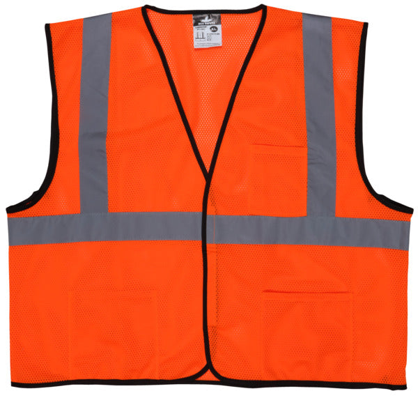 MCR Safety CLASS 2, MESH,ECONOMY VEST, ORANGE X3-eSafety Supplies, Inc