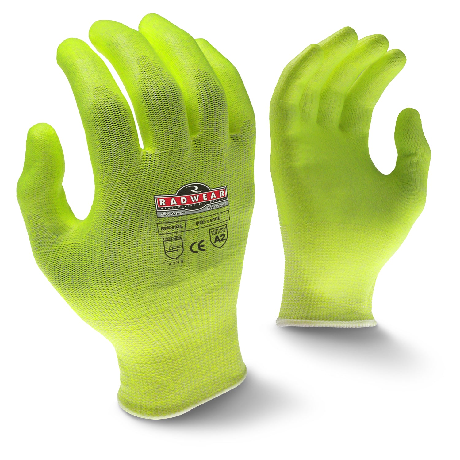 Radians RWG531 Radwear® Silver Series™ Cut Protection Level A2 High Visibility Grip Glove-eSafety Supplies, Inc
