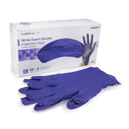 Exam Glove McKesson Confiderm® 3.0 NonSterile Nitrile Standard Cuff Length Textured-eSafety Supplies, Inc