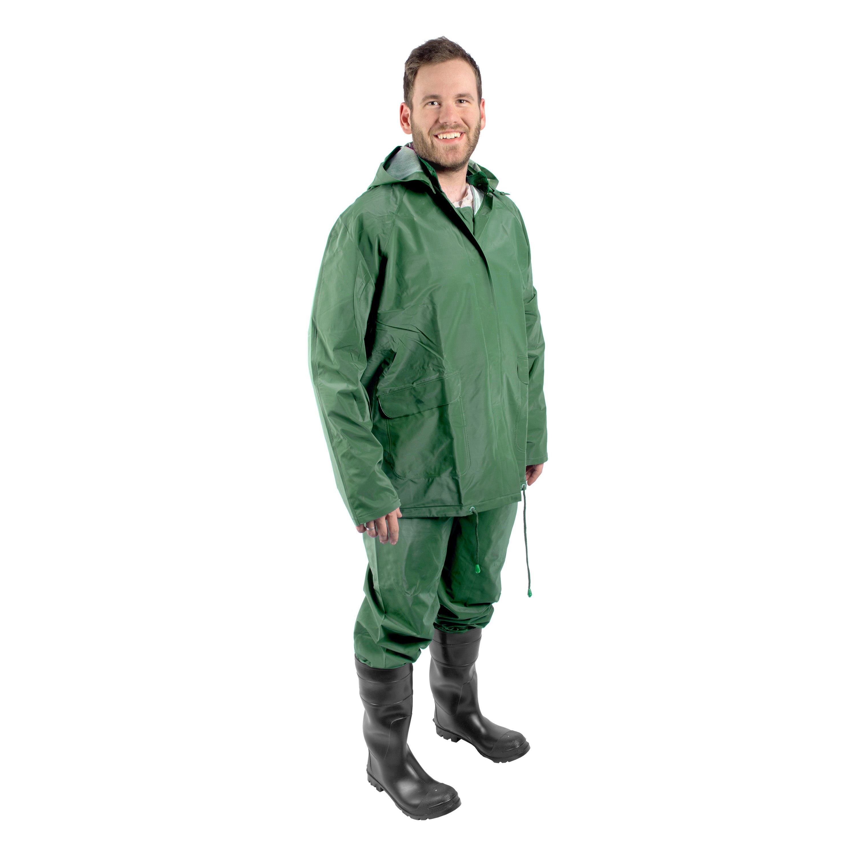 Mens Vinyl Rainsuit - Green - Medium-eSafety Supplies, Inc