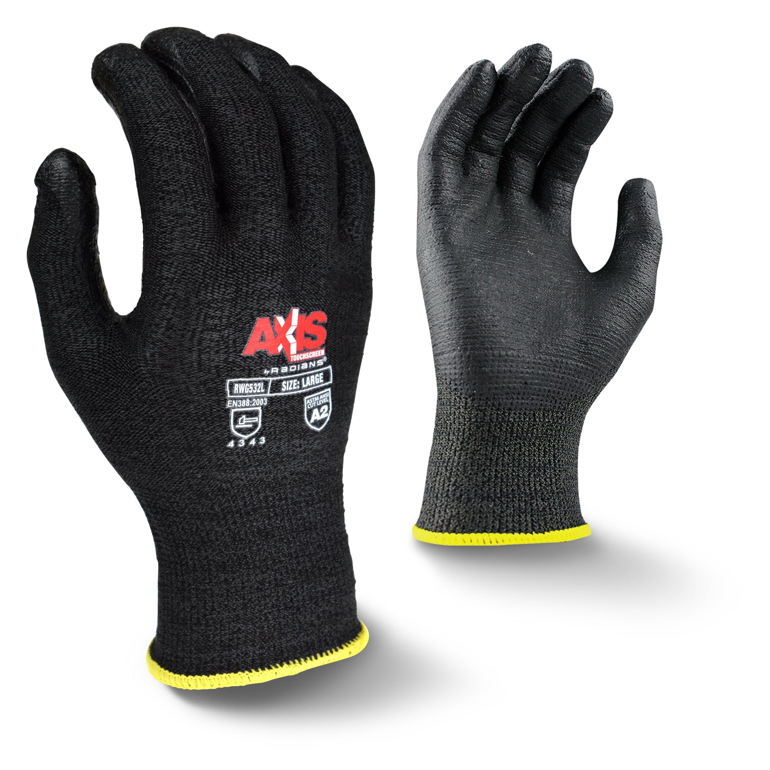 Radians RWG532 AXIS™ Cut Protection Level A2 Touchscreen Work Glove-eSafety Supplies, Inc
