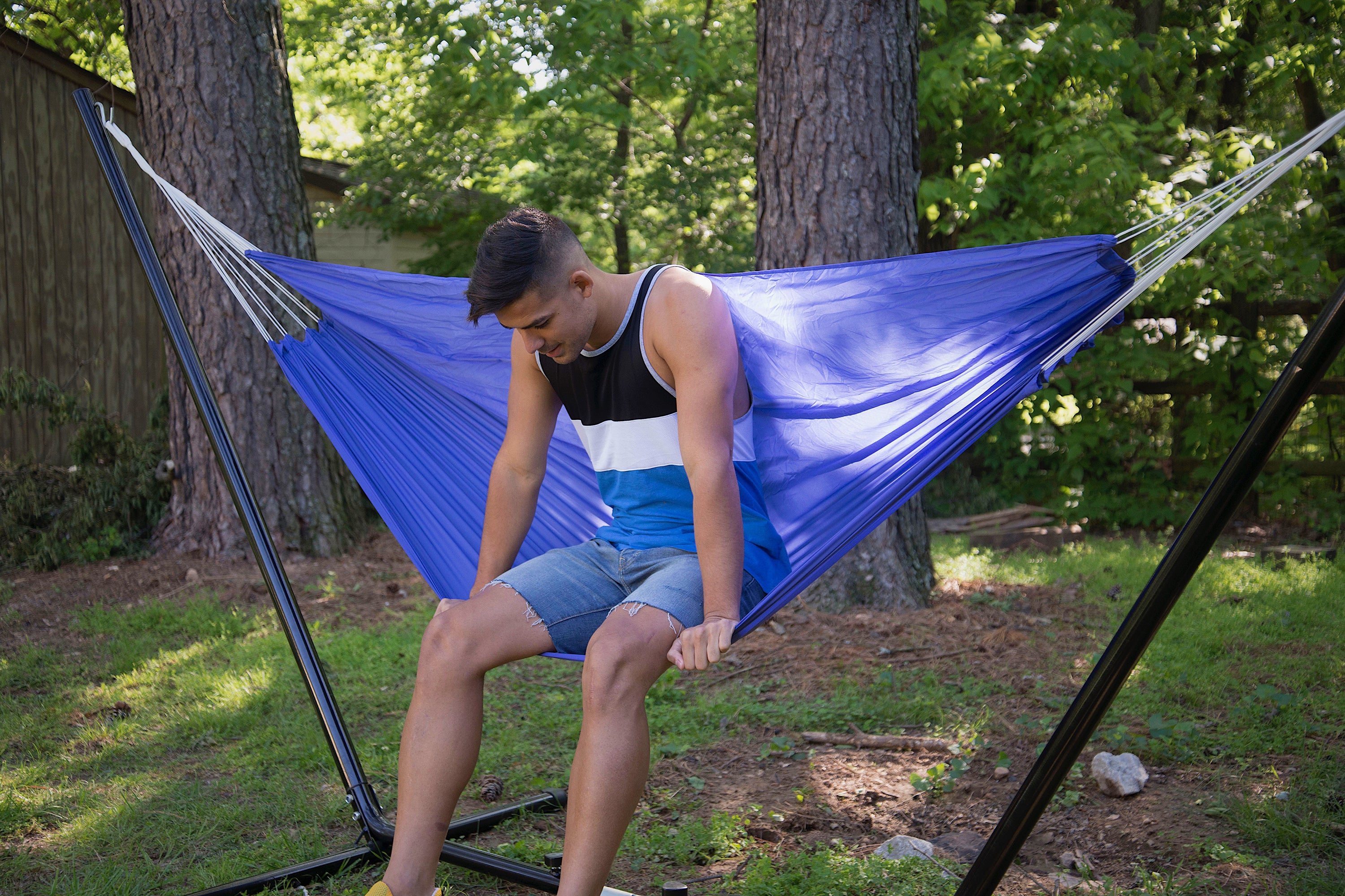 Malibu Nylon Packable Hammock - 86 In X 56 In - Royal Blue-eSafety Supplies, Inc