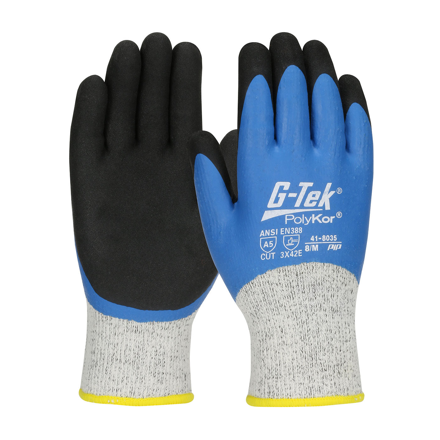 G-Tek® PolyKor® Seamless Knit Single-Layer PolyKor® / Acrylic Blended Glove with Double-Dipped Latex Coated MicroSurface Grip on Full Hand-eSafety Supplies, Inc