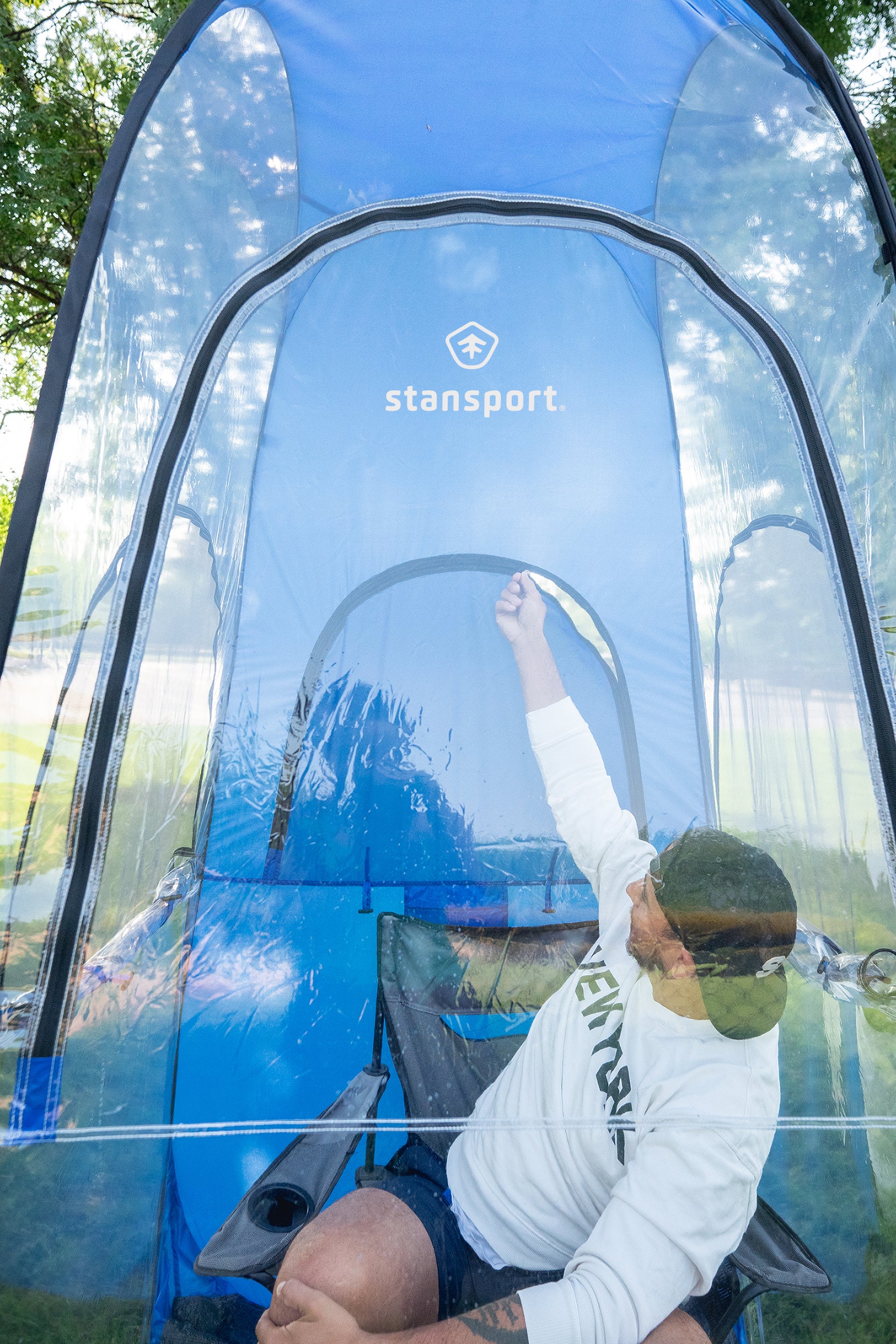 All Weather Pop Up Shelter - Clear / Blue-eSafety Supplies, Inc