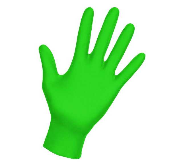 Derma Vue Powder-free 6mil Nitrile Green Hi-Visibility Glove CASE-eSafety Supplies, Inc