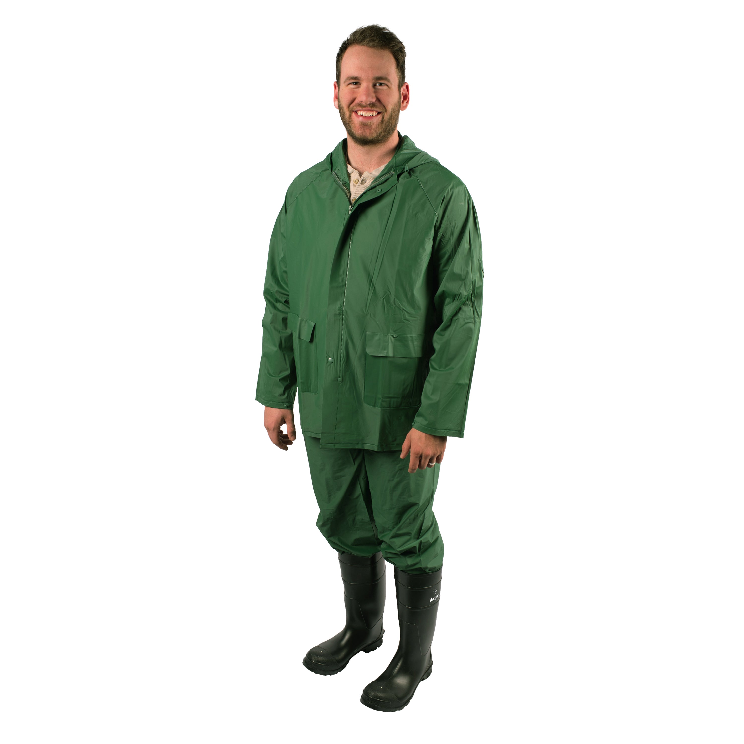 Pvc Rainsuit - Pvc Back - Green - Xl-eSafety Supplies, Inc
