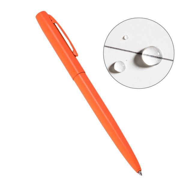 All Weather Pen - Clicker - Metal - Blaze Orange - Black Ink-eSafety Supplies, Inc