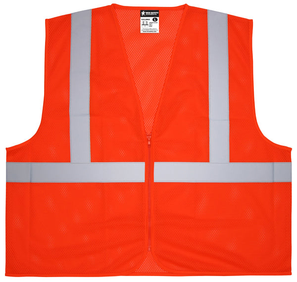 MCR Safety V2,FL Orange,Class 2,Mesh,Zip, No PK X2-eSafety Supplies, Inc