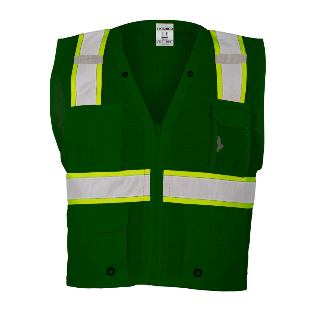 Enhanced Visibility Non-ansi Compliant Ev Series Multi Pocket Green/lime Vest-eSafety Supplies, Inc