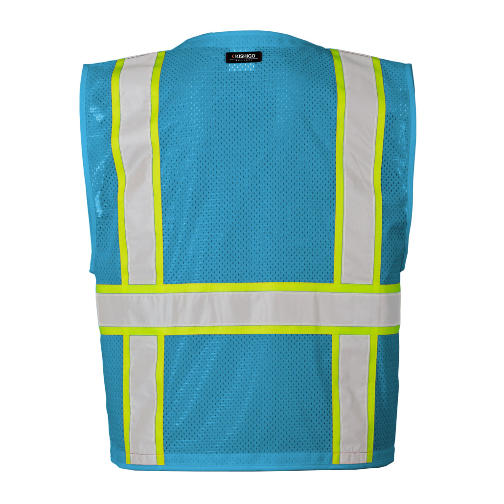 Enhanced Visibility Non-ansi Compliant Ev Series Multi Pocket Electric Blue/lime Vest-eSafety Supplies, Inc