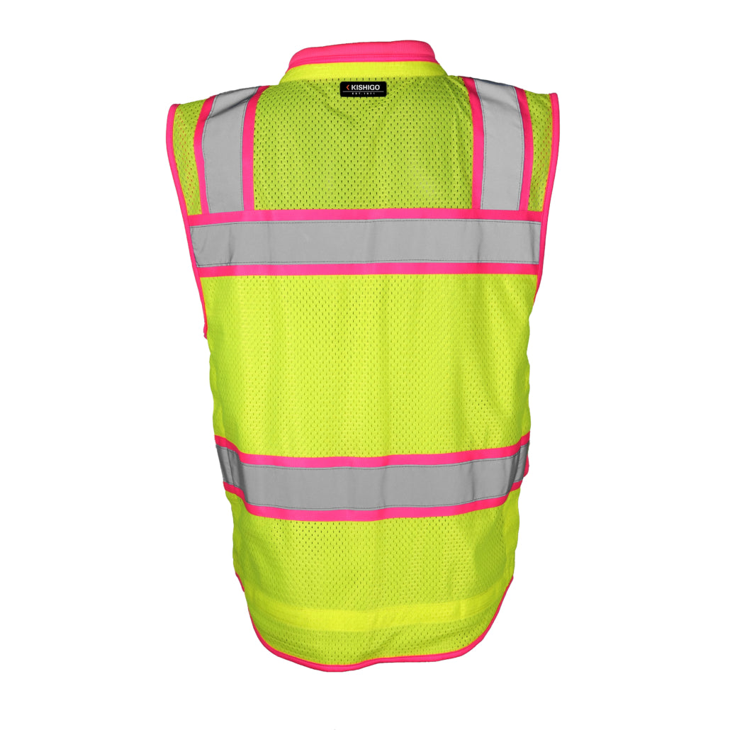 Kishigo Contrast High Performance Surveyors Lime/ Pink Vest-eSafety Supplies, Inc