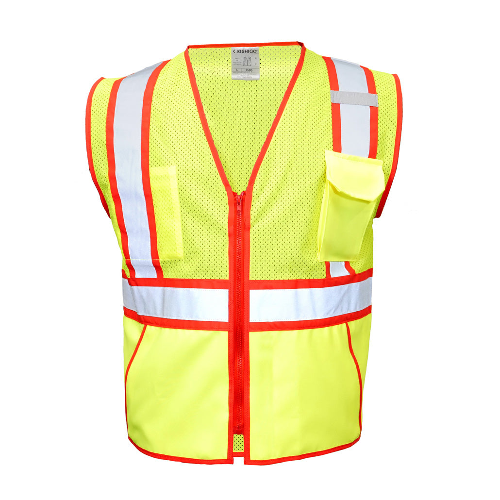 Reflective Color Class 2 Contrast Lime/red Vest-eSafety Supplies, Inc