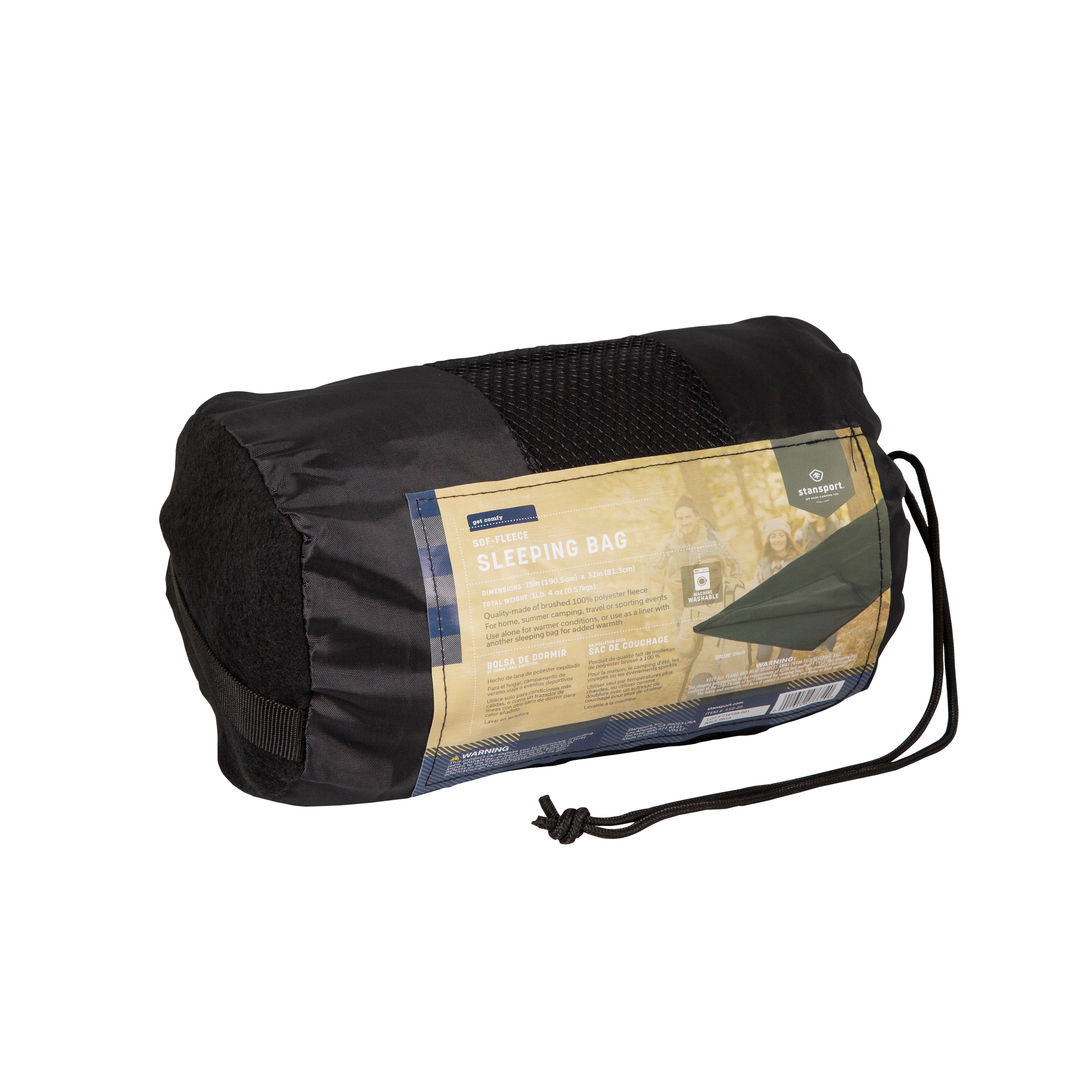 Fleece Sleeping Bag - 32 In X 75 In - Black-eSafety Supplies, Inc