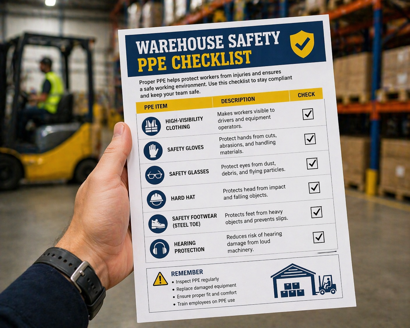Ppe Check Box Warehouse Safety PPE Checklist for Workplace Compliance