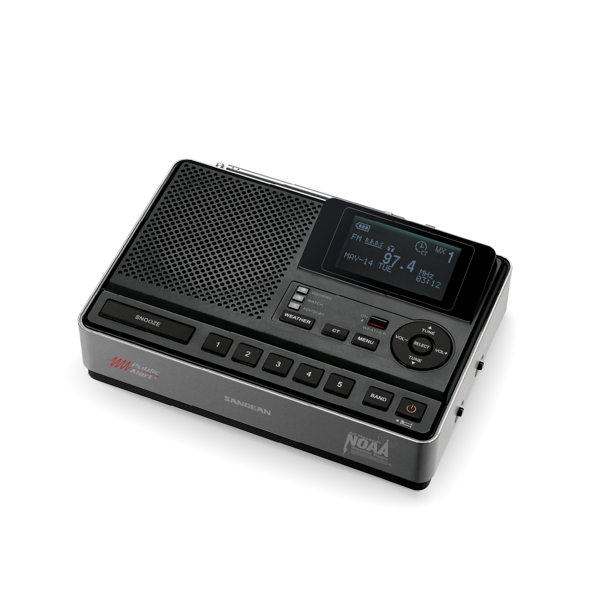 S.A.M.E. Weather Hazard Alert Radio w/ AM/FM Clock • Public Alert Radio • NOAA