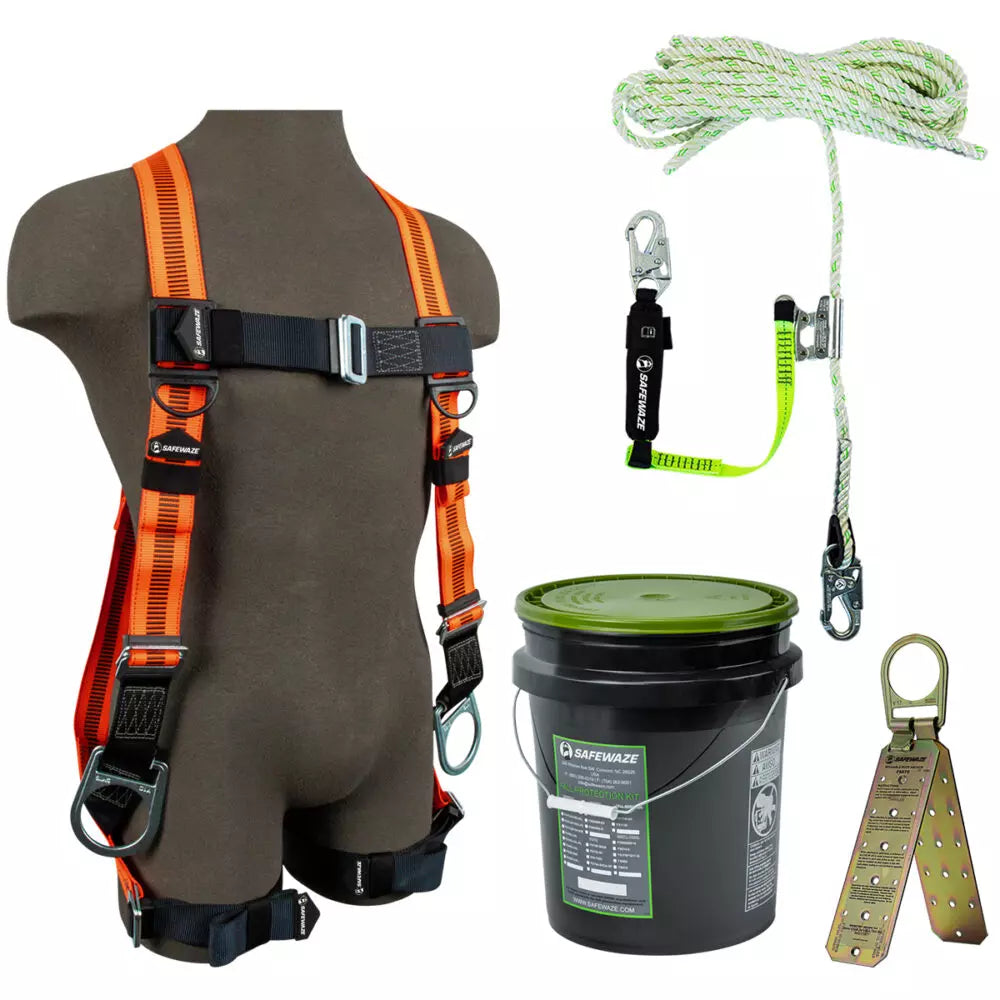 Safewaze - V-Line Bucket Roof Kit: FS99281-E Harness, FS700-50GA-3E VLL, FS870 Anchor