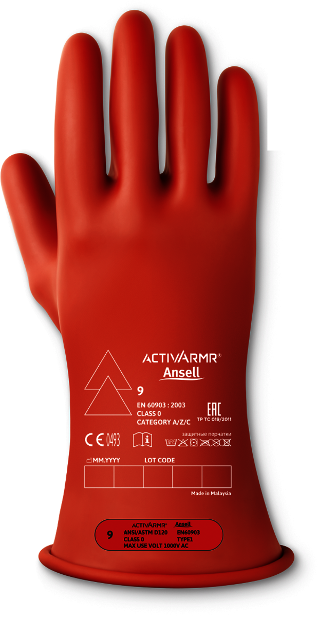 Ansell Red ActivArmr® Latex Rubber Class 0 Linesmen Gloves