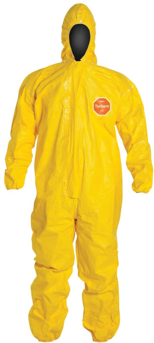 DuPont Yellow Tychem® 2000 10 mil Chemical Protective Coveralls (With Hood, Elastic Wrists And Ankles)